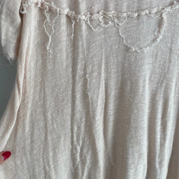 FREE PEOPLE Intimately Free Weekender Fringe Layering Tee Pink and Tan Size M - Picture 7 of 12